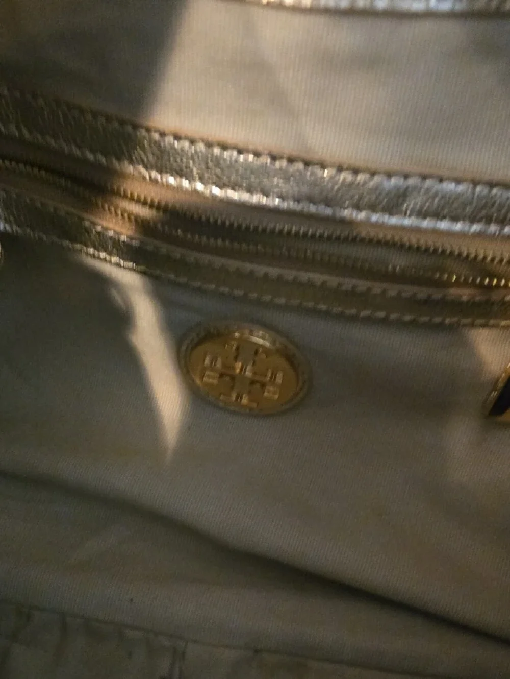 Tory Burch Xlarge Metallic Gold Embossed Leather Hobo Satchel Like New